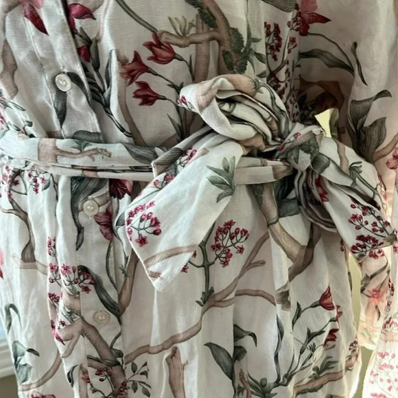 [M]Johanne Ortiz xH&M Designer White Orchid Linen Button Down L/S Shirt Dress - Picture 8 of 16